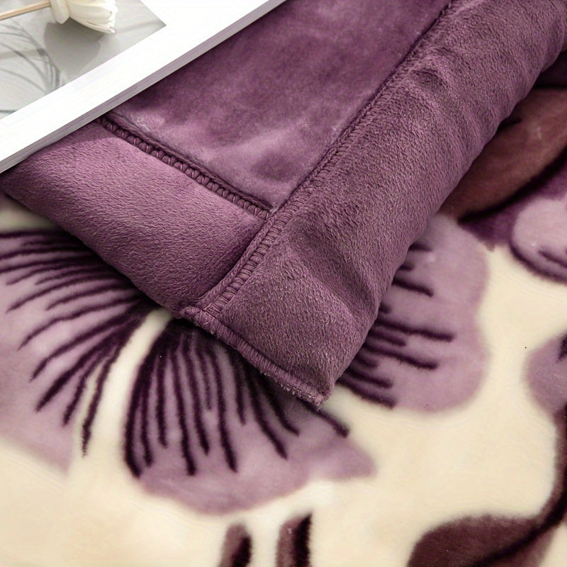 1pc Thickened Brushed Blanket, Double-Layer Thickened Soft Long Plush Blanket, Double-Sided Velvet, Suitable for Winter Dormitory Office Sofa Warm Velvet Blanket