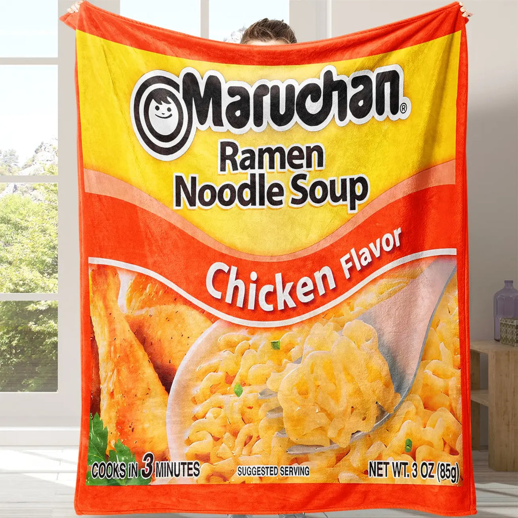 Chicken Noodle Pattern Graphic Throw Blanket, Ramen Blanket, Soft Comfortable Warm Decorative Home Decor for Office, School, Dormitory & Camping #GLOBAL PICKS
