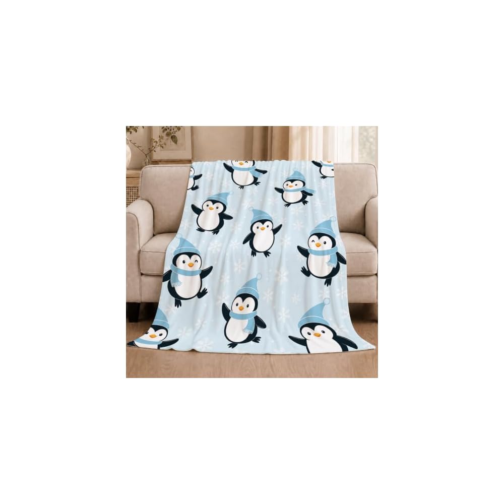 Penguin Blanket Cute Antarctica Penguins Throw Blanket Soft Warm Cozy Fleece Fuzzy Plush Winter Animal Flannel Blankets Gifts for Girls Women Boys Kids Adults 40"X50"