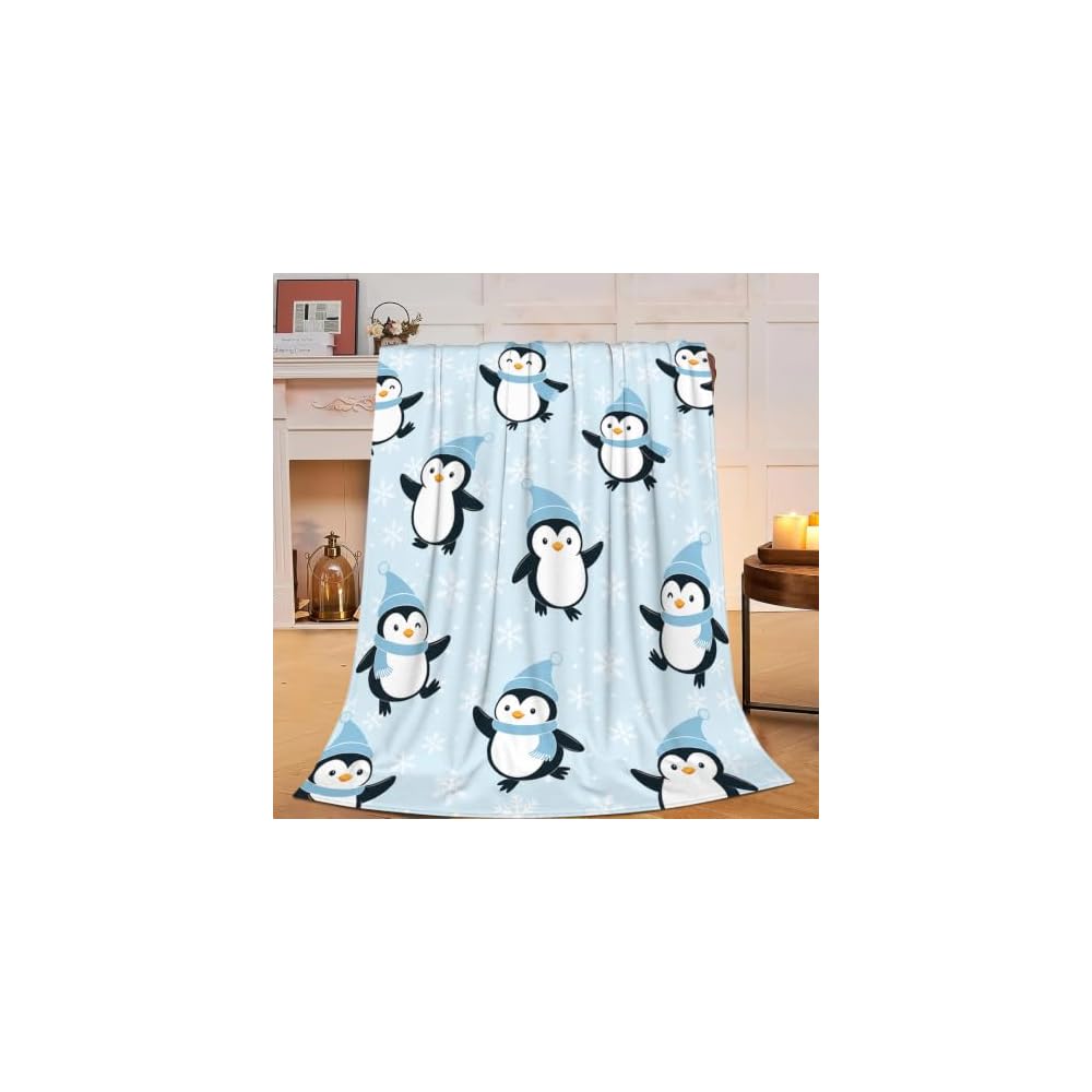 Penguin Blanket Cute Antarctica Penguins Throw Blanket Soft Warm Cozy Fleece Fuzzy Plush Winter Animal Flannel Blankets Gifts for Girls Women Boys Kids Adults 40"X50"