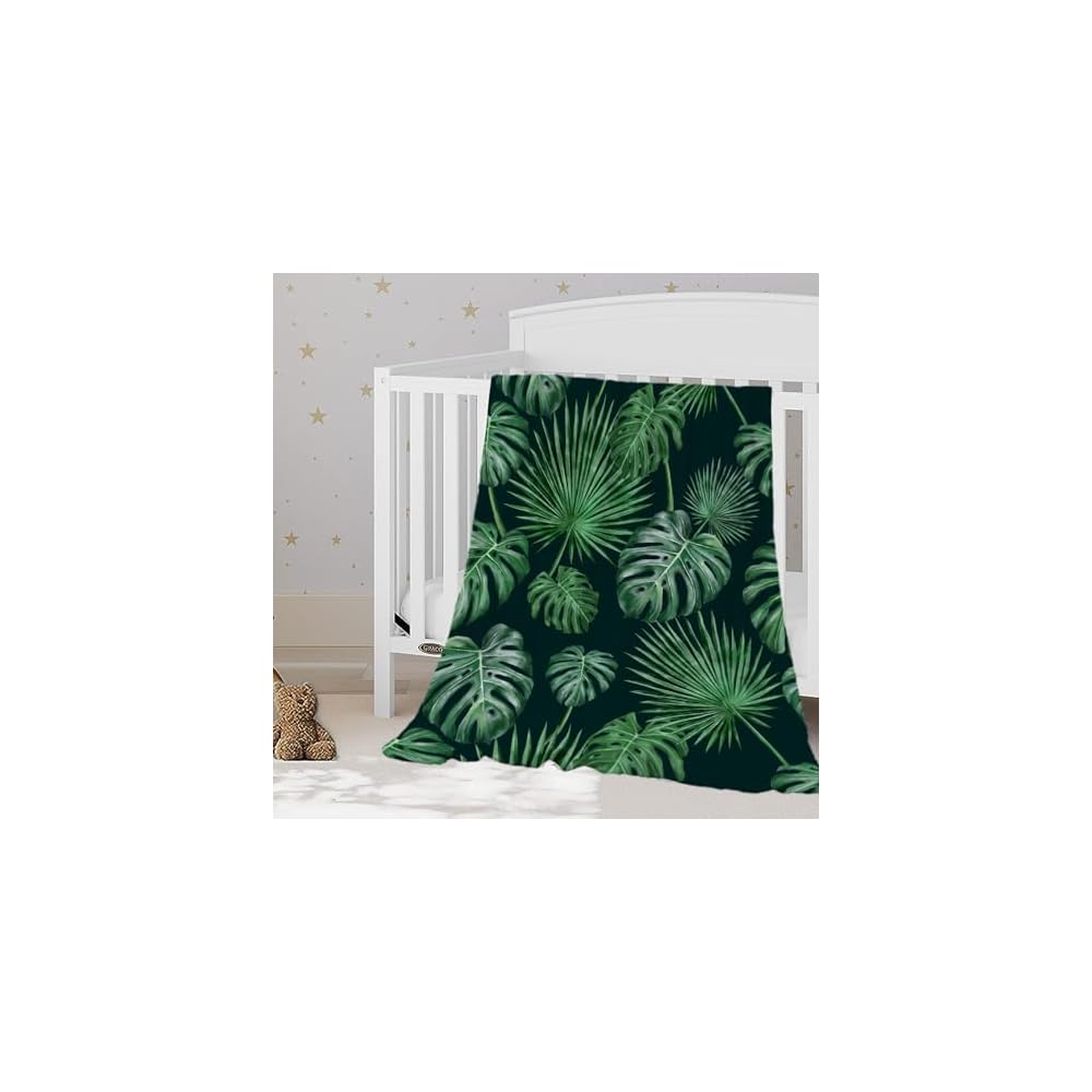 Tropical Throw Blanket 50x60 Green Plant Leaf Blanket Throw Blanket for Couch Sofa Bed Soft Cozy Lightweight Fuzzy Plush Fleece Blankets Spring Summer Decorative Gift Blanket 50 by 60