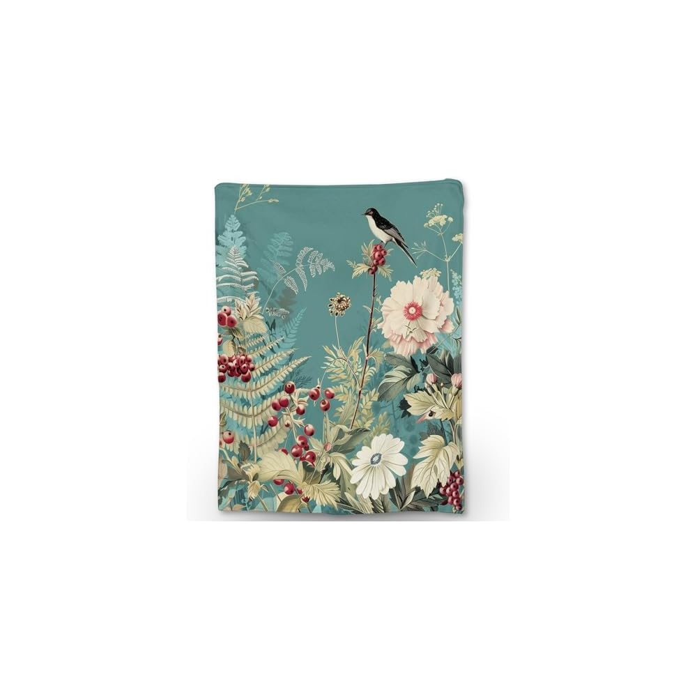 Whimsical Bird Print Blanket - Soft, Cozy, and Lightweight Flannel Throw Blanket - Perfect for Couch, Bed, Travel, and Outdoor Use - Fuzzy, Home Decor Accent 60"x50"
