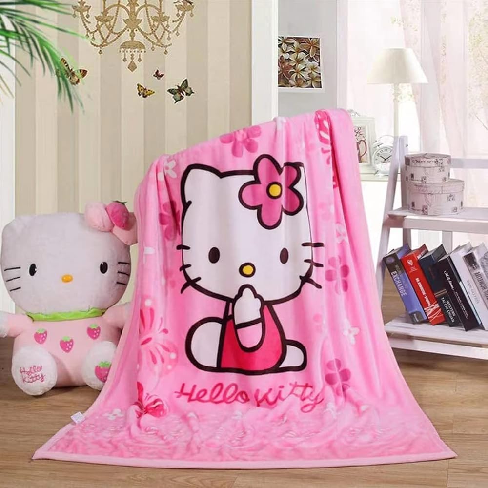 Blankets with Cartoon Prints, Soft Covers, Flannel, Comfortable Woolen Blankets for Boys and Girls, Children, Toddlers, and Infants 40x55“(Pink)