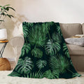 Tropical Throw Blanket 50x60 Green Plant Leaf Blanket Throw Blanket for Couch Sofa Bed Soft Cozy Lightweight Fuzzy Plush Fleece Blankets Spring Summer Decorative Gift Blanket 50 by 60