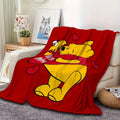 [SummerVibes] DISNEY CLASSIC Winnie the Pooh & Tigger Flannel Throw Blanket - Ultra-Soft Lightweight All-Season Red with Hearts Design, Cozy Blanket for Bed, Sofa, or Gift