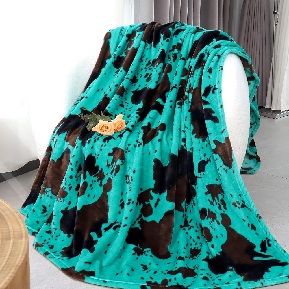 Teal Throw Blanket for Women, Soft Cozy Turquoise Fleece Blanket for Bed Couch, Teal Gifts for Women Men, Lightweight Home Bedroom Living Room Decor for All Seasons, 50x60 inches