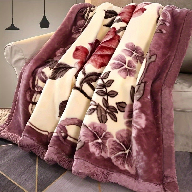 1pc Thickened Brushed Blanket, Double-Layer Thickened Soft Long Plush Blanket, Double-Sided Velvet, Suitable for Winter Dormitory Office Sofa Warm Velvet Blanket