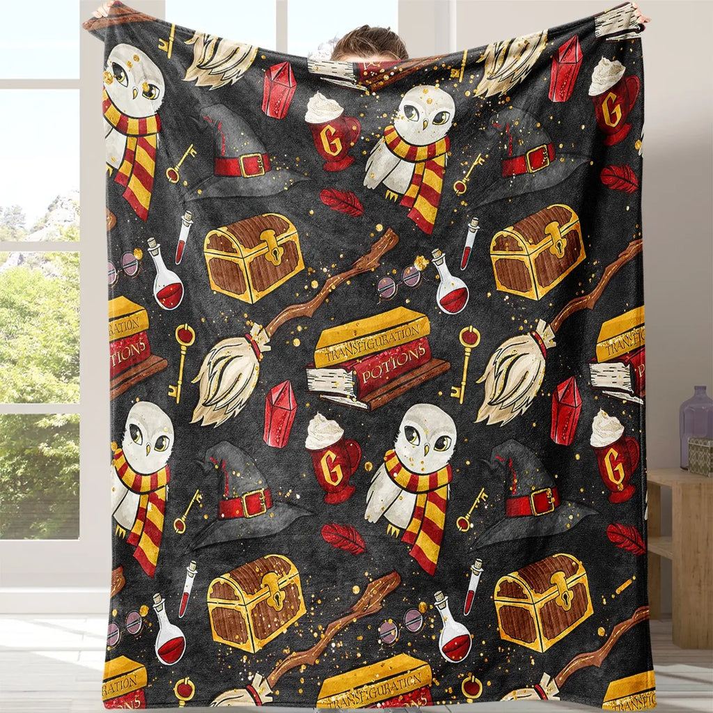 Cartoon Pattern Blanket, Soft Cozy Throw Blanket with Storage Bag, Air-conditioned Room Blanket for Bed, Air Conditioner Blanket, Halloween Decor Warm Napping Blanket for Home & Office, Valentine's Day Gift #GLOBAL PICKS