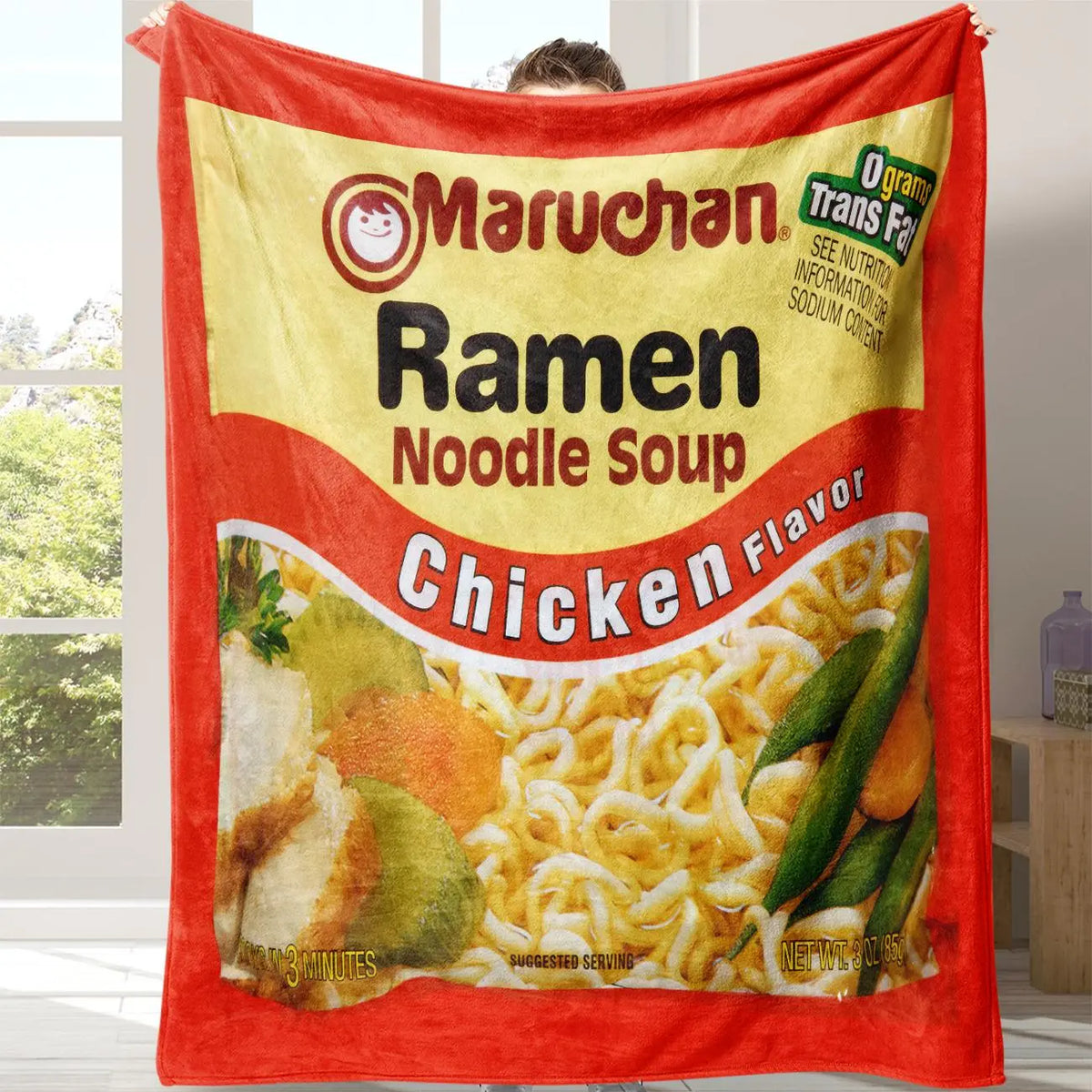 Chicken Noodle Pattern Graphic Throw Blanket, Ramen Blanket, Soft Comfortable Warm Decorative Home Decor for Office, School, Dormitory & Camping #GLOBAL PICKS